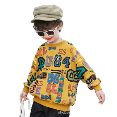 Πουλόβερ για αγόρια άνοιξη φθινόπωρο 2022 Νέα μπλούζα με εμπριμέ με αριθμούς και γράμματα Παιδική πουλόβερ Όμορφα μπλουζάκια