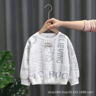 Zēnu džemperis, 2022. gada pavasara rudens, jauns drukāts ciparu un burtu džemperis Bērnu džemperis Skaisti topi