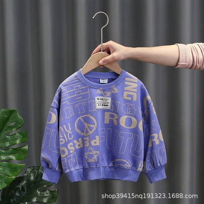 Zēnu džemperis, 2022. gada pavasara rudens, jauns drukāts ciparu un burtu džemperis Bērnu džemperis Skaisti topi