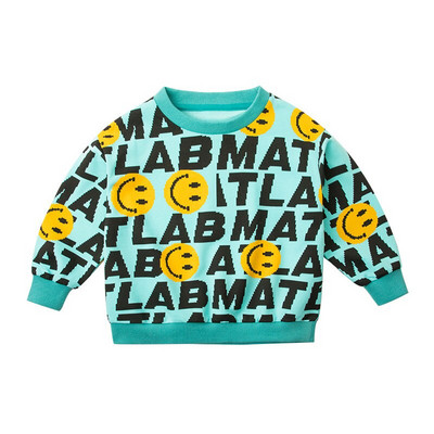 Zēnu džemperis, 2022. gada pavasara rudens, jauns drukāts ciparu un burtu džemperis Bērnu džemperis Skaisti topi