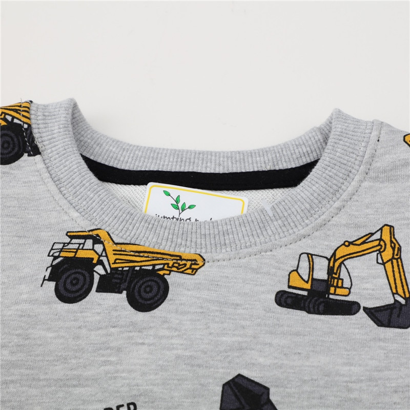 Lēcamie metri ar garām piedurknēm zēnu krekli ar kapuci ziemai rudens bērniem kokvilnas apģērbi modes karikatūra ekskavatori sporta džemperi