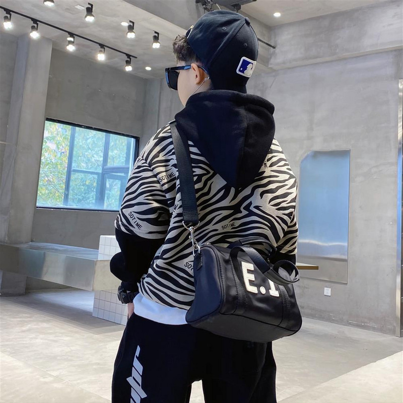 2021. gada bērnu meiteņu džemperis, silts kapucis Bērnu Ziemassvētku pusaudžu zēnu meitenēm, mazuļu zebras raksta džemperis, gadījuma rakstura jaka 4–12 gadiem