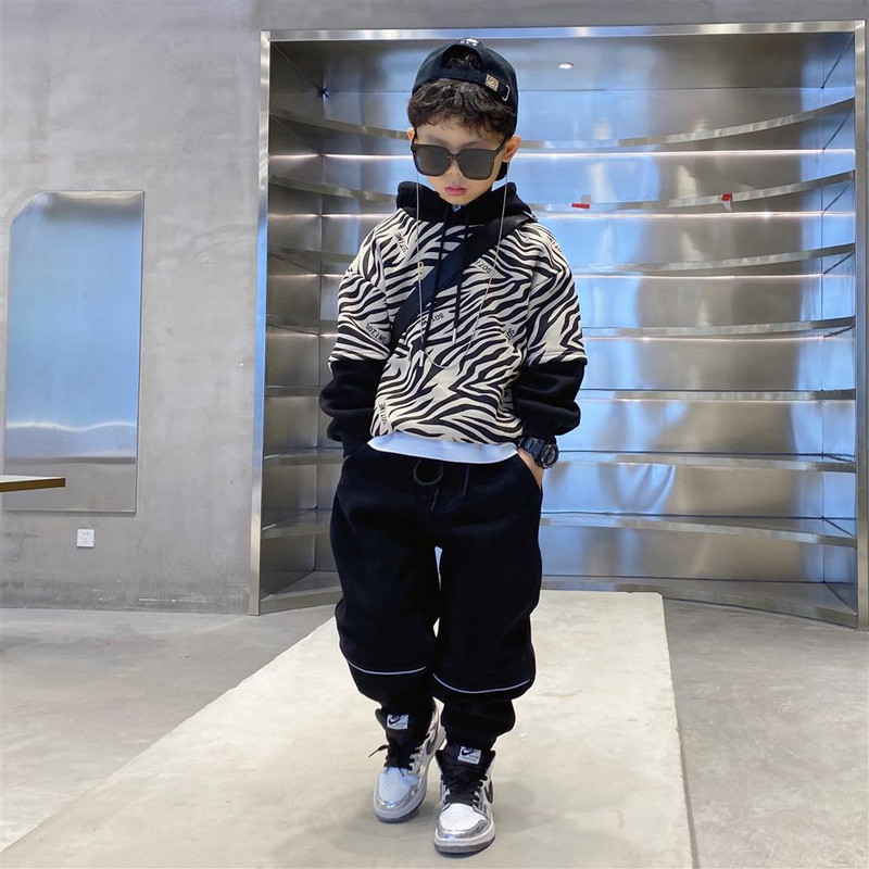 2021. gada bērnu meiteņu džemperis, silts kapucis Bērnu Ziemassvētku pusaudžu zēnu meitenēm, mazuļu zebras raksta džemperis, gadījuma rakstura jaka 4–12 gadiem