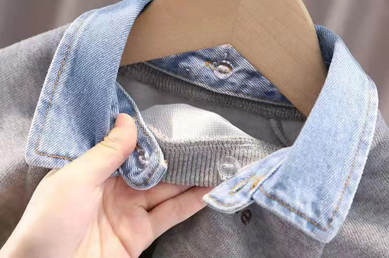 Φούτερ για αγόρια 2022 Νέος γιακάς με τζιν μωρό Κορυφαίο καρτούν Παιδικά χαριτωμένα φούτερ άνοιξη φθινόπωρο 2 4 6 8 10 έτος