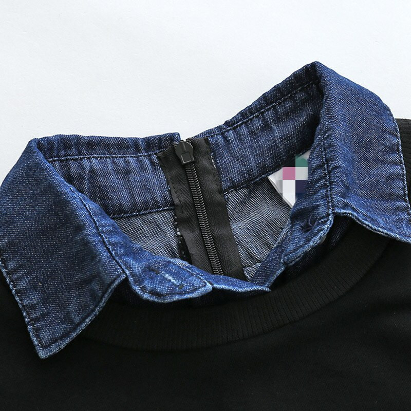 2021. gada pavasara rudens jaunais dizains 2 3 4 5 6 7 8 9 10 12 gadi bērniem, džinsa auduma džemperis, raibs džemperis.