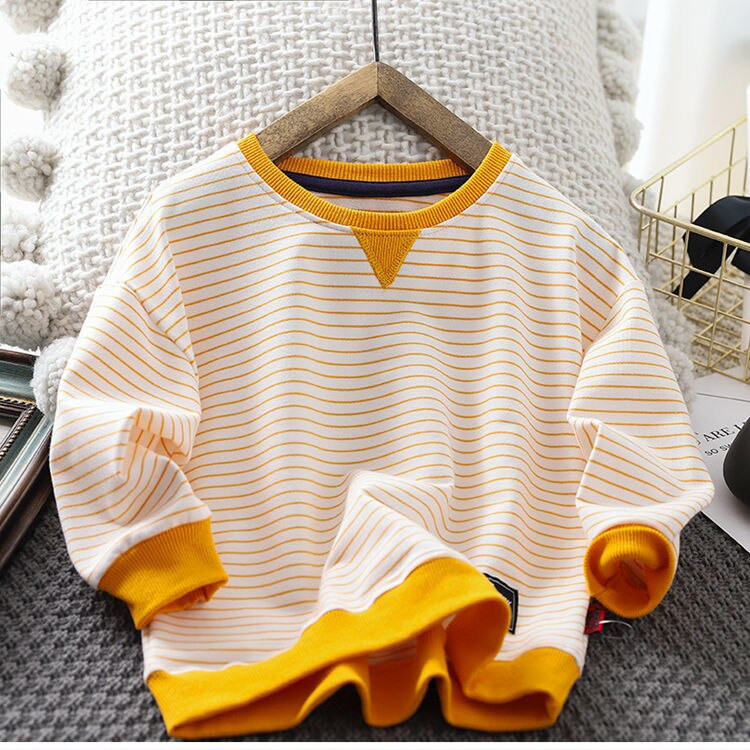 VIDMID Φούτερ για αγόρια βαμβακερά ανοιξιάτικα και φθινοπωρινά φορούν νέο ξένο στυλ παιδικό ριγέ πουλόβερ μπλουζάκια για αγόρια P767
