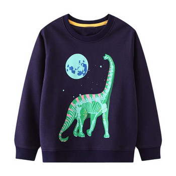 Little maven Baby Boys φωτεινό φούτερ βαμβακερά φθινοπωρινά casual ρούχα με Dinosaur and the Moon Fashion για παιδιά