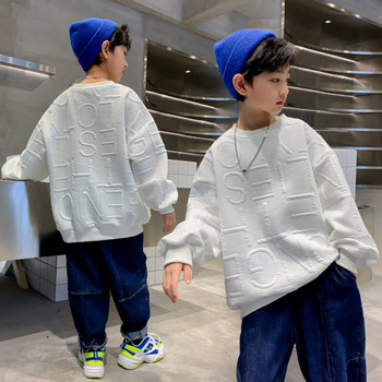 2022 Детски дрехи Суичъри за момчета Тийнейджърски Пролет Есен Сладки суичъри с О-образно деколте с дълъг ръкав Дизайнерско палто Дрехи за момче от 4 до 12 години