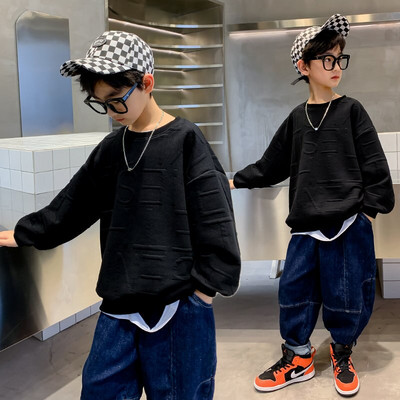 2022 m. Vaikiški drabužiai berniukams Megztiniai paaugliams pavasario ruduo ilgomis rankovėmis O formos iškirpte Mieli gobtuvai Dizaineriniai paltai berniukų drabužiai nuo 4 iki 12 m.