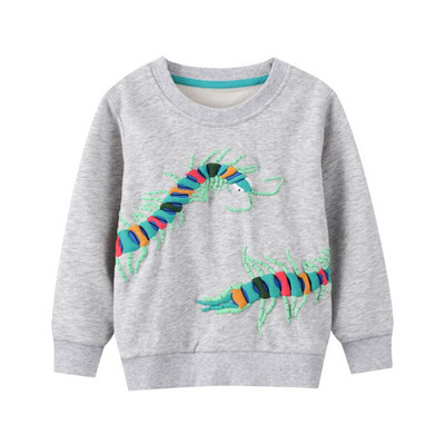 Lēcieni Metri Zēniem Garām piedurknēm Haizivs Izšuvums Raksts Džemperi Bērnu Apģērbs Rudens Virsdrēbes Zils Apģērbs 2–7 gadi