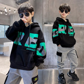 Poiste kevad-sügis pikkade varrukatega topid Uus mood Laste kapuutsiga kampsunid Teen Boy Must lilla pullover 5 6 7 8 9 11 14 aastat