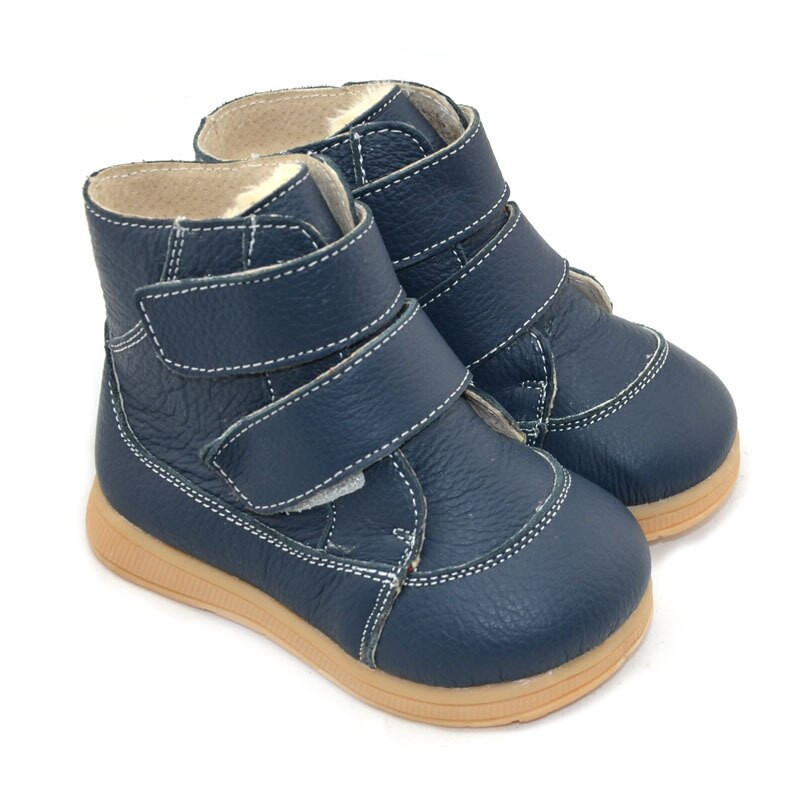 Παιδικές μπότες χιονιού 2022 Νέα χειμωνιάτικα γνήσιο δέρμα παιδικά παπούτσια με επένδυση από βαμβάκι Μόδα Flat μπότες για αγόρια και κορίτσια