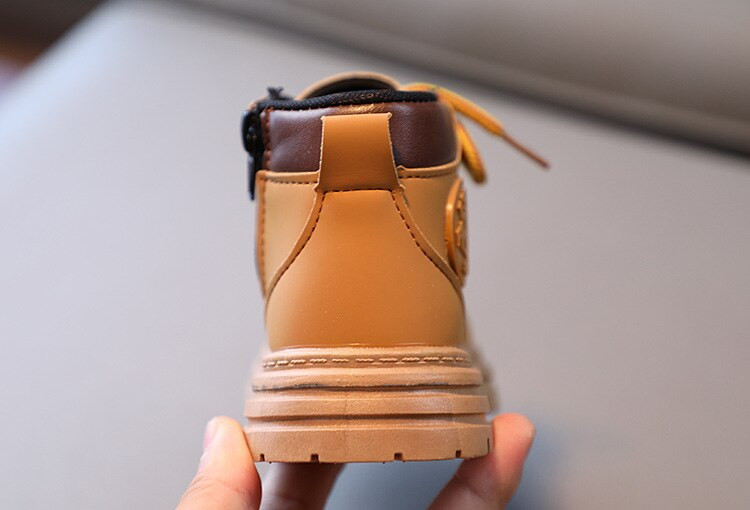 EU21-25 Rudens Ziemas Ziemas Meiteņu Rozā zābaki Mazu zēnu Īsi Zābaki Pu Ādas Bērnu Apavi Melni Bēši Dzelteni