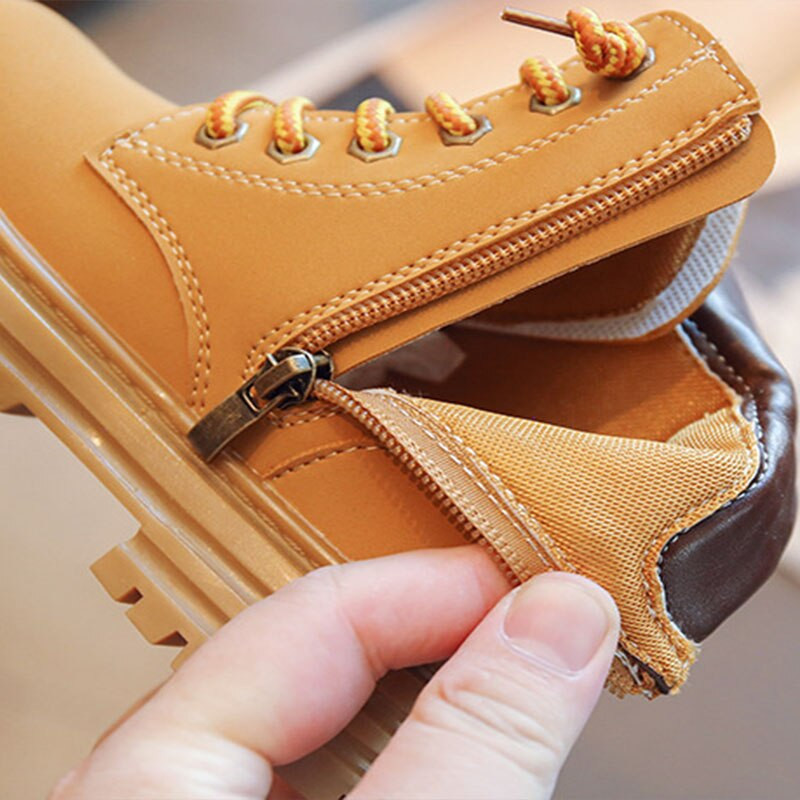 Trend bērnu zābaki ar kuplu zoli zirgu izjādes meitenēm Rozā Retro pelēki brūni zēnu motociklu zābaki Ērti bērnu apavi F07244