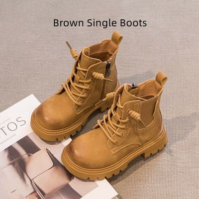 Nove dječje cipele Čizme za dječake od prave kože Dječje gležnjače Chelsea modne ležerne ležerne crno smeđe jesen zima kratke plišane 03A