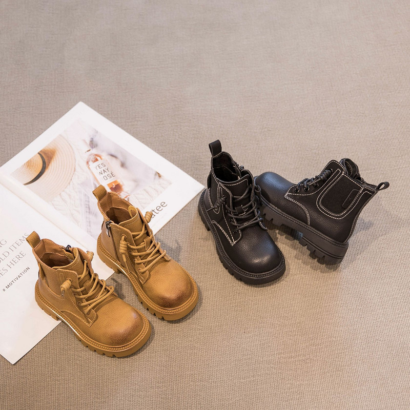 Nove dječje cipele Čizme za dječake od prave kože Dječje gležnjače Chelsea modne ležerne ležerne crno smeđe jesen zima kratke plišane 03A