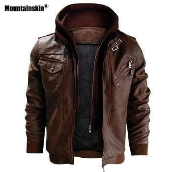 Mountainskin Νέα Ανδρικά Δερμάτινα Μπουφάν Φθινόπωρο Casual Μοτοσικλέτα PU Μπουφάν Biker Δερμάτινα Παλτό Μάρκα Ένδυση EU Size SA722