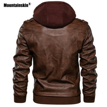 Mountainskin Νέα Ανδρικά Δερμάτινα Μπουφάν Φθινόπωρο Casual Μοτοσικλέτα PU Μπουφάν Biker Δερμάτινα Παλτό Μάρκα Ένδυση EU Size SA722