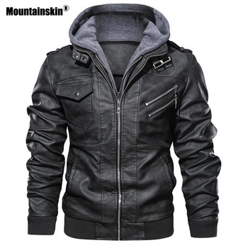 Mountainskin Νέα Ανδρικά Δερμάτινα Μπουφάν Φθινόπωρο Casual Μοτοσικλέτα PU Μπουφάν Biker Δερμάτινα Παλτό Μάρκα Ένδυση EU Size SA722