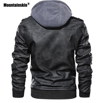 Mountainskin Νέα Ανδρικά Δερμάτινα Μπουφάν Φθινόπωρο Casual Μοτοσικλέτα PU Μπουφάν Biker Δερμάτινα Παλτό Μάρκα Ένδυση EU Size SA722