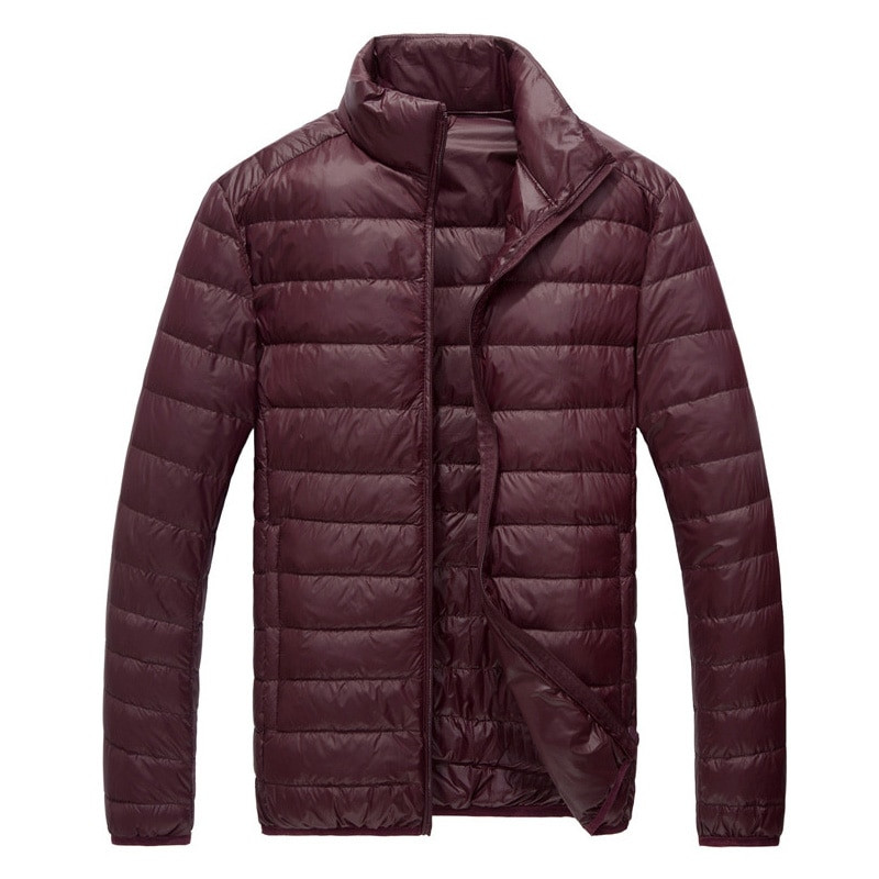 Schinteon férfi ultrakönnyű fehér kacsatoll kabát vékony állógallér egyszínű egyszerű őszi felsőruházat