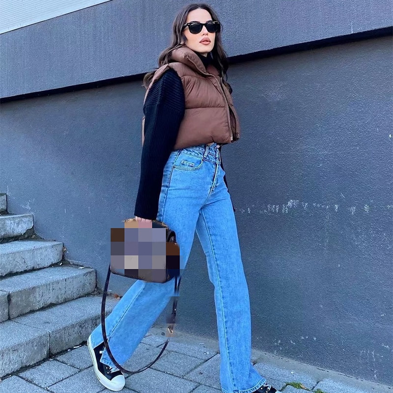 Μόδα Φθινόπωρο Νέο 2022 Κομψά πουπουλένια παλτό Ζεστά πανωφόρια casual ζώνη αμάνικα χειμωνιάτικα γυναικεία γιλέκα Μπουφάν