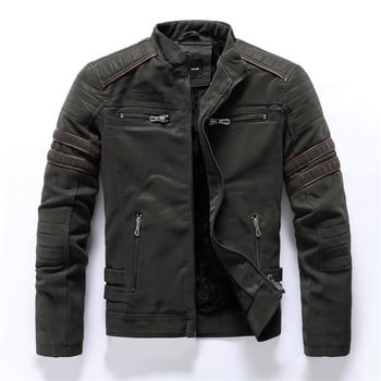 Δερμάτινο μπουφάν Winter Motorcycle PU Ανδρικά 2022 Vintage Fleece Ζεστό δερμάτινο παλτό με πολλές τσέπες Ανδρικά φθινοπωρινά μπουφάν με φερμουάρ