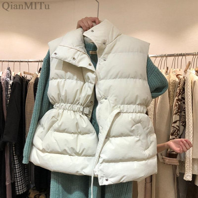 Jauna modes rudens stenda apkakle Eleganti Mēteļi Silti Virsdrēbes Ikdienas jostas Bez piedurknēm ziemas sieviešu vestes jakas