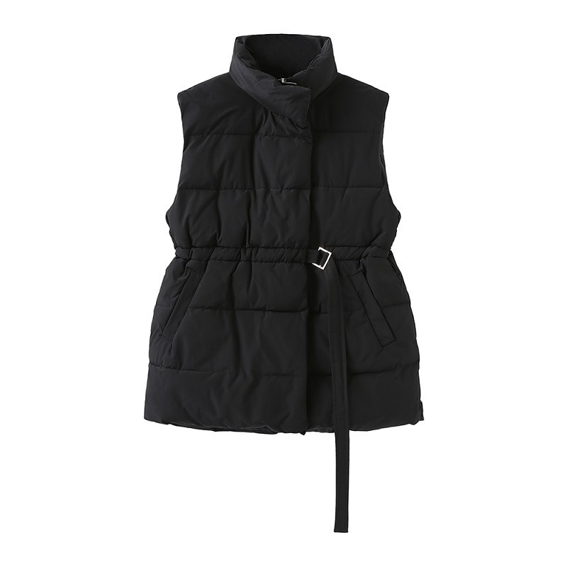 Jauna modes rudens stenda apkakle Eleganti Mēteļi Silti Virsdrēbes Ikdienas jostas Bez piedurknēm ziemas sieviešu vestes jakas