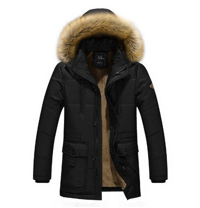 Bieza vīriešu dūnu jaka ar lielu īstas kažokādas apkakli, silts parks -30 grādi vīriešu ikdienas ūdensizturīgs dūnu mētelis ziemas mētelis, izmērs 3XL