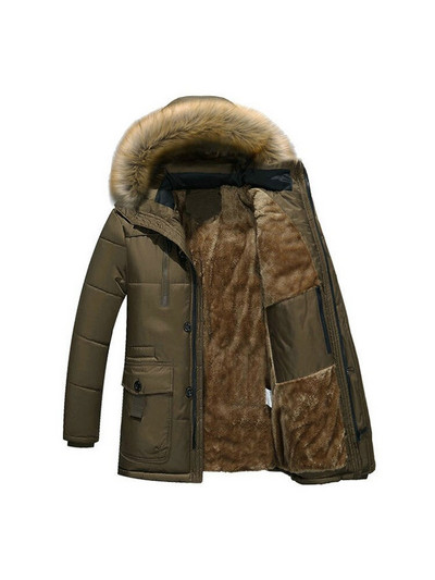 Bieza vīriešu dūnu jaka ar lielu īstas kažokādas apkakli, silts parks -30 grādi vīriešu ikdienas ūdensizturīgs dūnu mētelis ziemas mētelis, izmērs 3XL