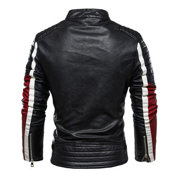 Ανδρικό κίτρινο PU Δερμάτινο μπουφάν Patchwork Biker Jackets Casual παλτό με φερμουάρ Ανδρικό τζάκετ μοτοσικλέτας Παλτό με επένδυση από γούνα