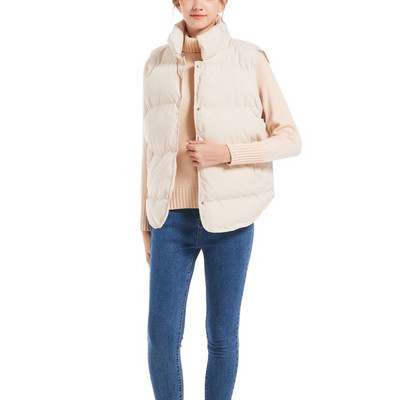 HXJJP Dūnu kokvilnas jakas bez piedurknēm Sieviešu īsas pufīgas piepūšamās veste rudens ziemas brīvs virsdrēbes maizes veste 709