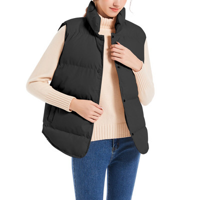 HXJJP Dūnu kokvilnas jakas bez piedurknēm Sieviešu īsas pufīgas piepūšamās veste rudens ziemas brīvs virsdrēbes maizes veste 709