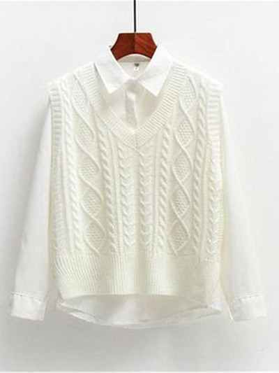 Sieviešu veste, masīva, īsa, brīva, moderna korejiešu stila bezpiedurkņu trikotāža ar V veida kakla izgriezumu, sieviešu mēteļi, vienkārši brīvā laika virsdrēbes ZY5117