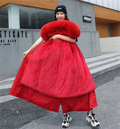 2022-es új téli dzseki női parkák vastag meleg szőrme bélés hosszú park női kapucnis polár párnázott kabát levehető felsőruházat 5XL