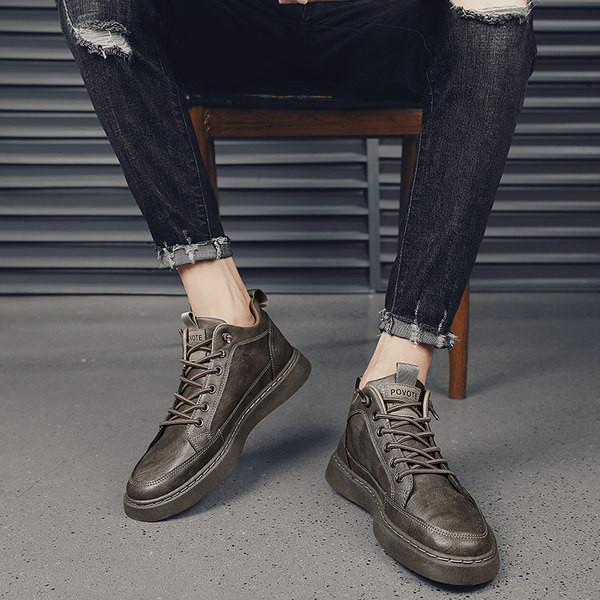 Muške zimske kožne tenisice na vezanje