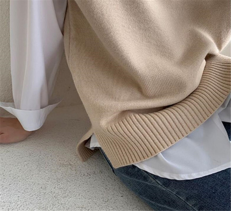 Modes rudens ziemas džemperi bez piedurknēm Veste Sieviešu V veida kakla izgriezums, vienkāršs, plāns, universāls korejiešu stila tīņu džemperu tops