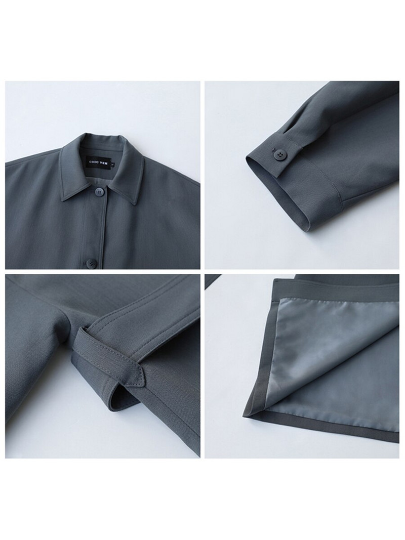 CHIC VEN sieviešu garais mētelis ar vienrindu, viduklis, sieviešu vējjaka, virsjaka, sieviešu audums, 2022. gada pavasara rudens