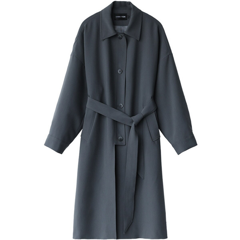 CHIC VEN sieviešu garais mētelis ar vienrindu, viduklis, sieviešu vējjaka, virsjaka, sieviešu audums, 2022. gada pavasara rudens