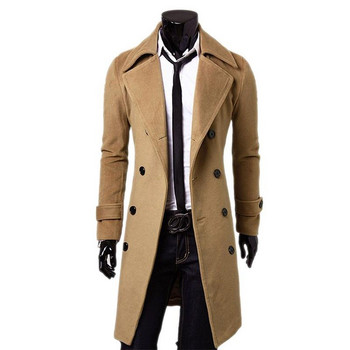 Fashion Brand Φθινοπωρινό μπουφάν μακριά ανδρική καμπαρντίνα Υψηλής ποιότητας Slim Fit Μονόχρωμο Ανδρικό παλτό Διπλό μπουφάν M-4Xl