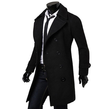 Модно марково есенно яке, дълъг тренч, мъжко висококачествено прилепнало едноцветно мъжко палто, двуредно яке M-4Xl