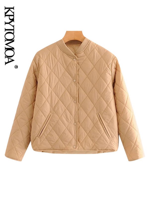 KPYTOMOA sieviešu modes vienrindas, brīvi polsterētas jakas mētelis ar garām piedurknēm, kabatas sieviešu virsdrēbes, eleganti topi