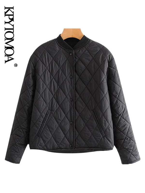 KPYTOMOA sieviešu modes vienrindas, brīvi polsterētas jakas mētelis ar garām piedurknēm, kabatas sieviešu virsdrēbes, eleganti topi