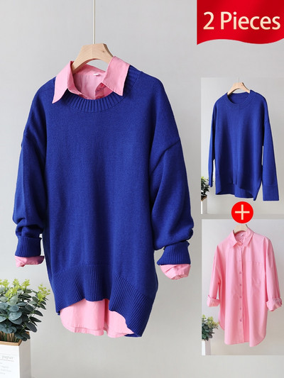 Pamata lielizmēra džemperi sievietēm Rudens Rožu Sarkans Trikotāžas Pulovers Top Candy Colors Ziemas silts, mīksts O kakla sieviešu džemperis.