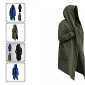 Vienkrāsains, moderns vienkrāsains vīriešu jaka ar garām piedurknēm, silts brīvā laika mētelis skatuves šovam