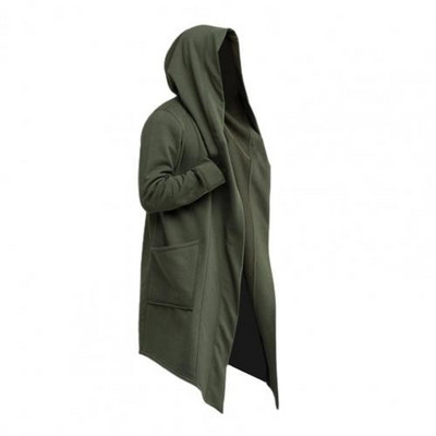 Vienkrāsains, moderns vienkrāsains vīriešu jaka ar garām piedurknēm, silts brīvā laika mētelis skatuves šovam