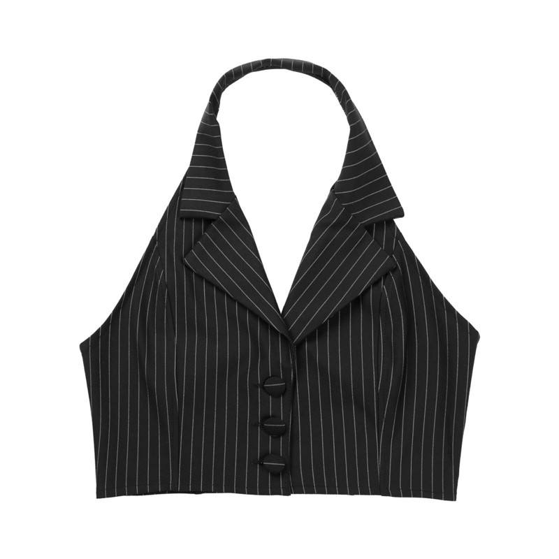 Sieviešu svītras vestes Eleganta OL veste uzvalks Veste pavada kakla V veida kakla biroja Sieviešu Crop Tops Biznesa oficiāls darba apģērbs Mujer