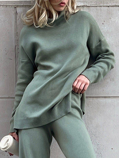 Ziemas sieviešu apkakles 2022. gada zaļi lielizmēra džemperi, klasiski silti, adīti džemperi, topi, garie sieviešu džemperi