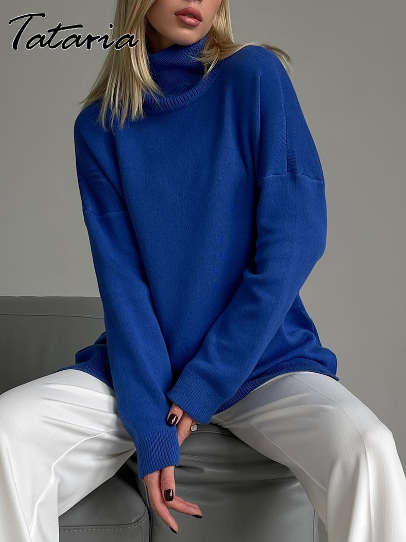 Ziemas sieviešu apkakles 2022. gada zaļi lielizmēra džemperi, klasiski silti, adīti džemperi, topi, garie sieviešu džemperi